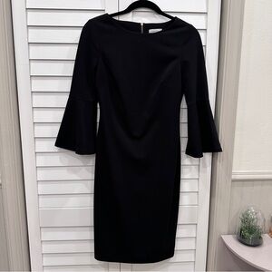 Calvin Klein Black Bell-Sleeve Midi Dress size 2